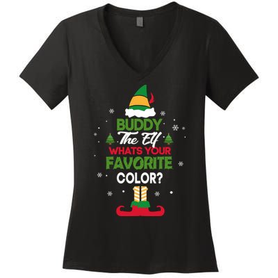 Buddy The Elf, What's Your Favorite Color? Women's V-Neck T-Shirt
