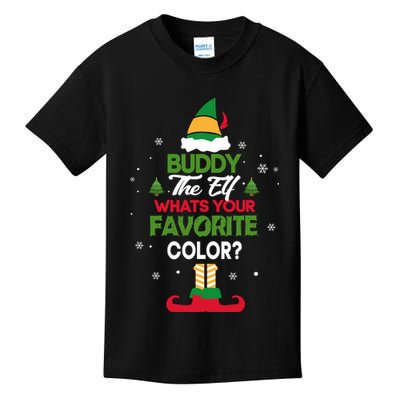 Buddy The Elf, What's Your Favorite Color? Kids T-Shirt