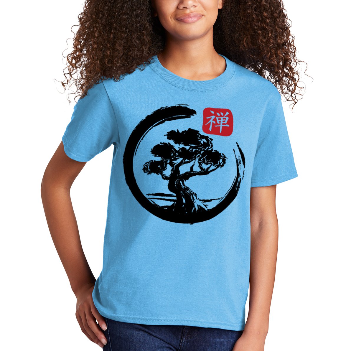 Bonsai Tree Enso Circle Japanese Zen Yoga Buddhism Aesthetic Meaningful Gift Kids T-Shirt