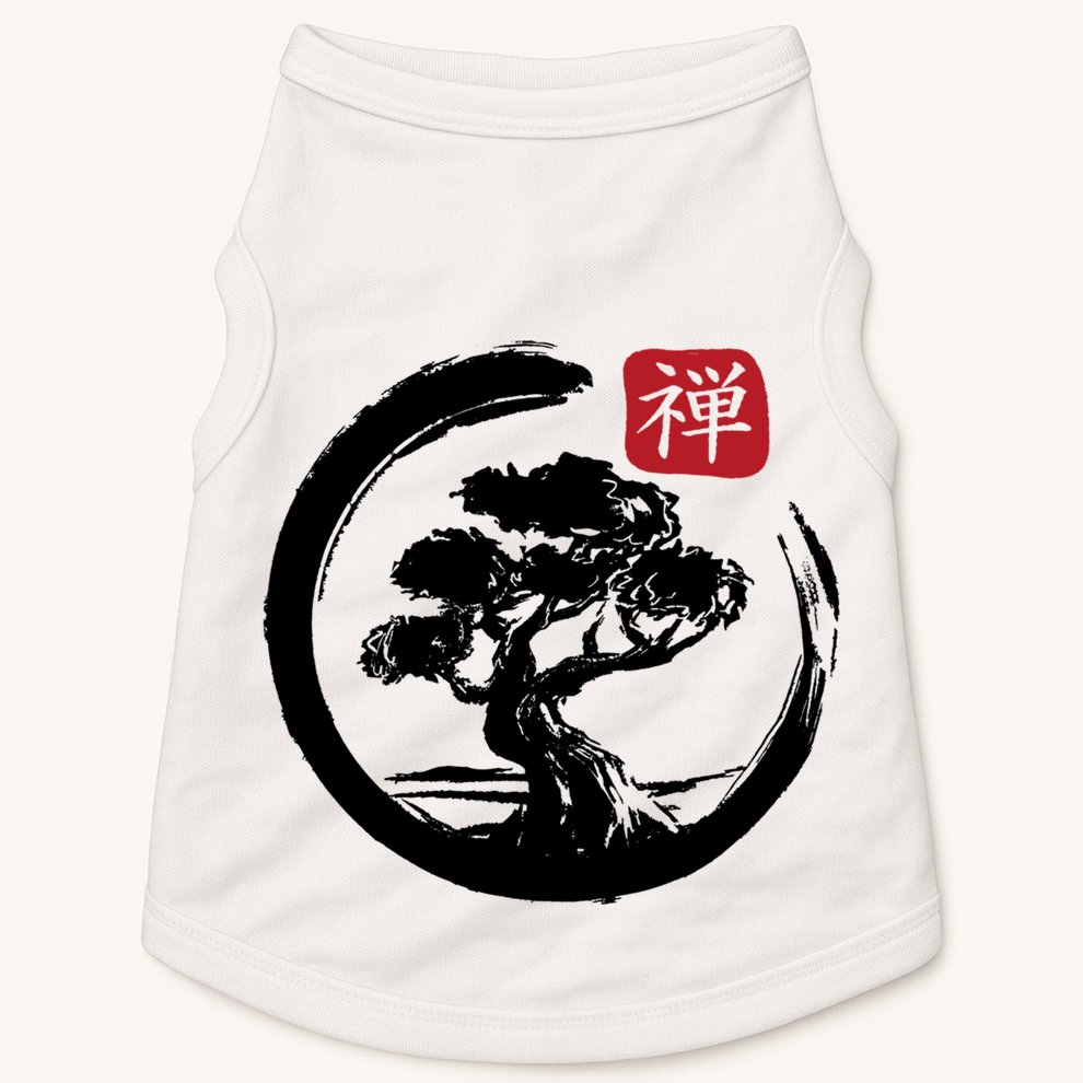 Bonsai Tree Enso Circle Japanese Zen Yoga Buddhism Aesthetic Meaningful Gift Doggie Tank