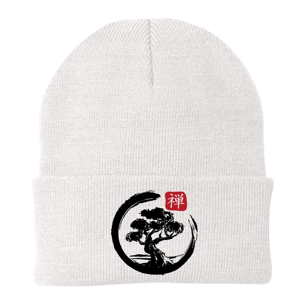 Bonsai Tree Enso Circle Japanese Zen Yoga Buddhism Aesthetic Meaningful Gift Beanie
