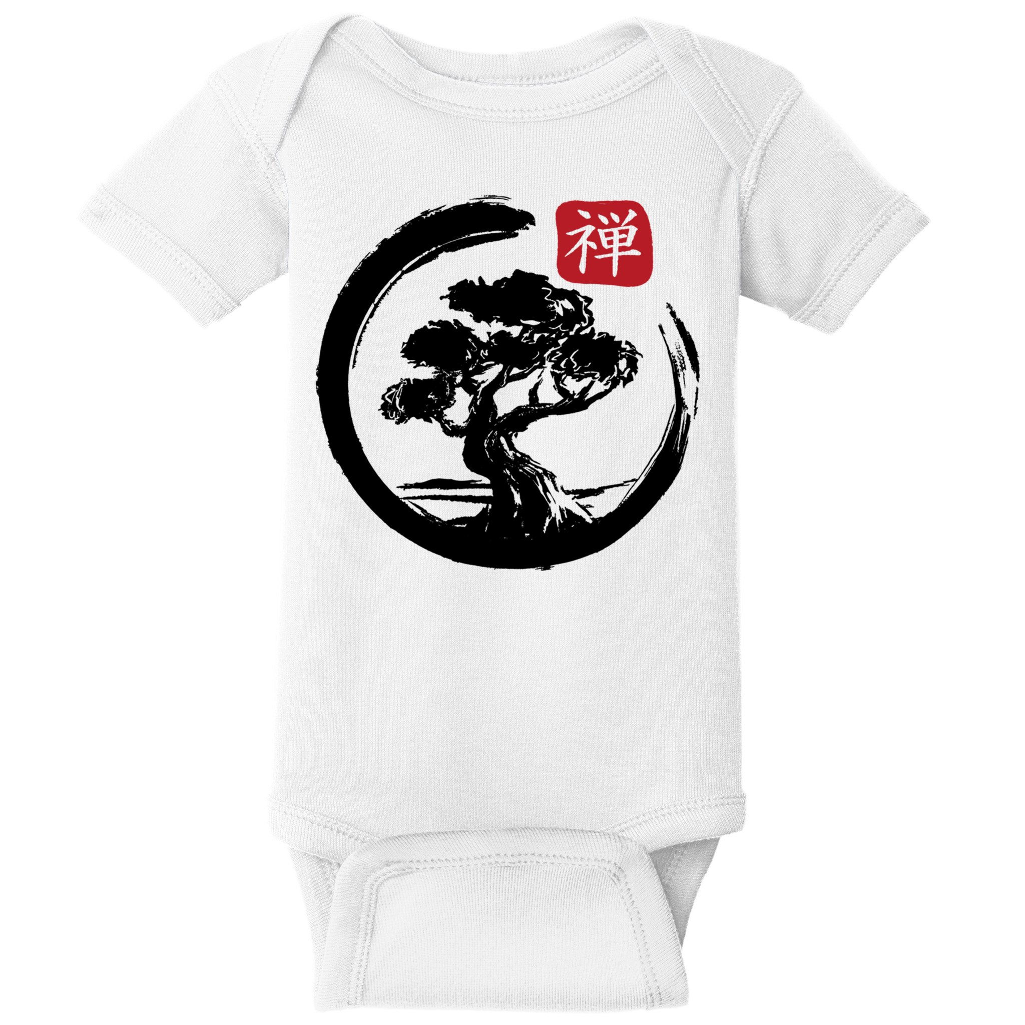 Bonsai Tree Enso Circle Japanese Zen Yoga Buddhism Aesthetic Meaningful Gift Baby Bodysuit