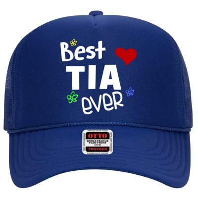 Best Tia Ever Gift Auntie Gift High Crown Mesh Back Trucker Hat