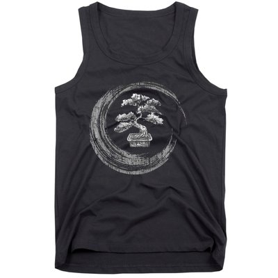 Bonsai Tree Enso Circle Vintage Zen Calligraphy Art Tank Top