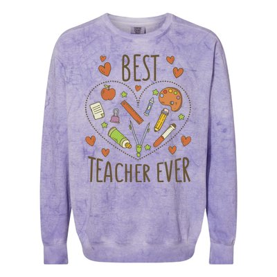 Best Teacher Ever Heart Gift Colorblast Crewneck Sweatshirt