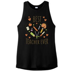 Best Teacher Ever Heart Gift Ladies PosiCharge Tri-Blend Wicking Tank