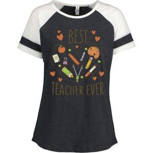 Best Teacher Ever Heart Gift Enza Ladies Jersey Colorblock Tee