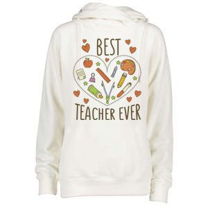 Best Teacher Ever Heart Gift Womens Funnel Neck Pullover Hood