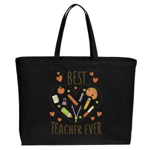 Best Teacher Ever Heart Gift Cotton Canvas Jumbo Tote