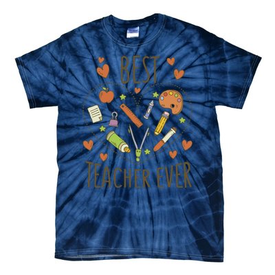 Best Teacher Ever Heart Gift Tie-Dye T-Shirt