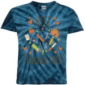 Best Teacher Ever Heart Gift Kids Tie-Dye T-Shirt