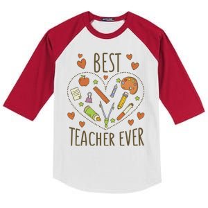 Best Teacher Ever Heart Gift Kids Colorblock Raglan Jersey