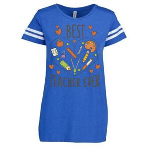 Best Teacher Ever Heart Gift Enza Ladies Jersey Football T-Shirt