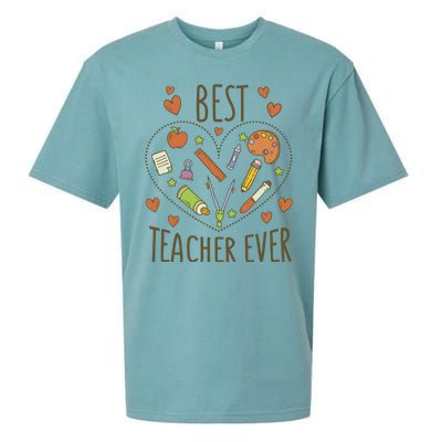 Best Teacher Ever Heart Gift Sueded Cloud Jersey T-Shirt