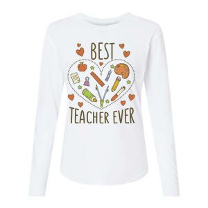 Best Teacher Ever Heart Gift Womens Cotton Relaxed Long Sleeve T-Shirt