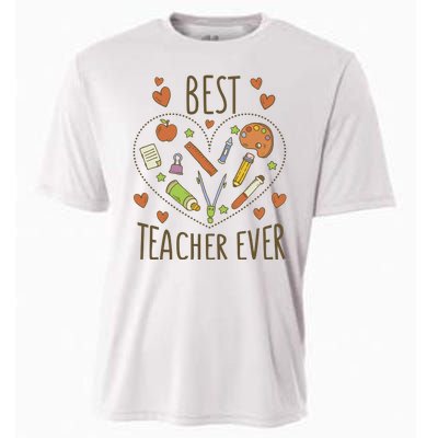 Best Teacher Ever Heart Gift Cooling Performance Crew T-Shirt