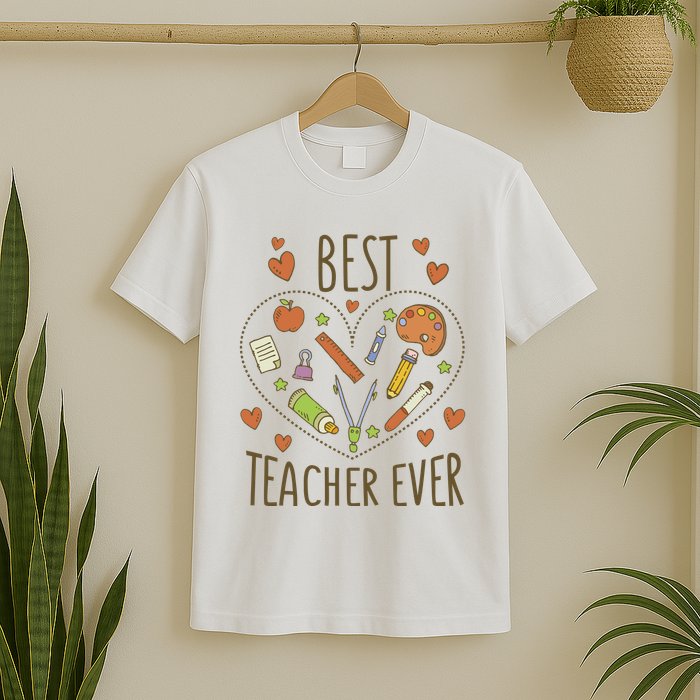 Best Teacher Ever Heart Gift T-Shirt