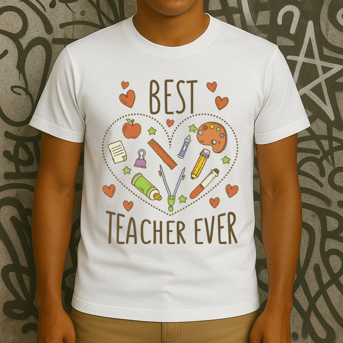 Best Teacher Ever Heart Gift T-Shirt