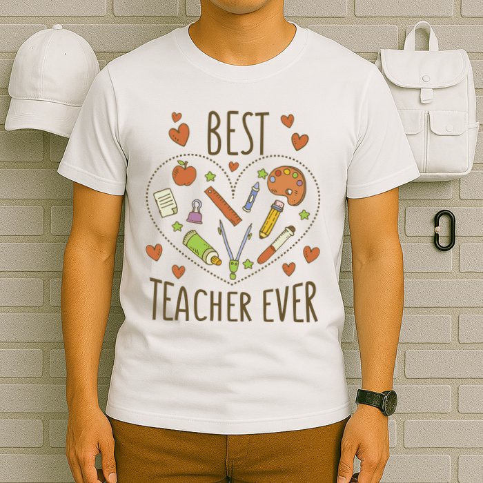 Best Teacher Ever Heart Gift T-Shirt