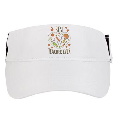 Best Teacher Ever Heart Gift Adult Drive Performance Visor