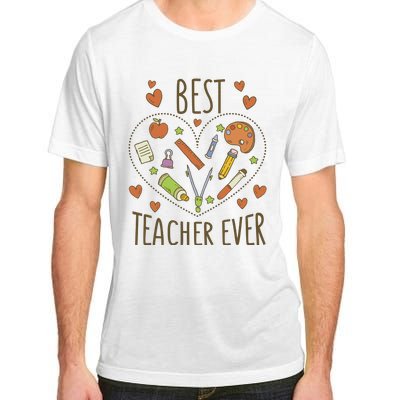 Best Teacher Ever Heart Gift Adult ChromaSoft Performance T-Shirt