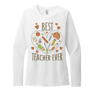 Best Teacher Ever Heart Gift Womens CVC Long Sleeve Shirt