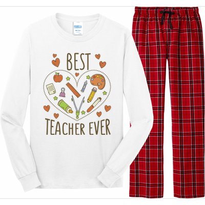 Best Teacher Ever Heart Gift Long Sleeve Pajama Set