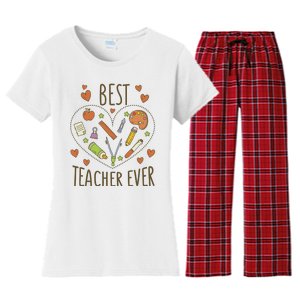 Best Teacher Ever Heart Gift Women's Flannel Pajama Set