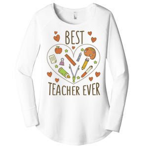 Best Teacher Ever Heart Gift Women's Perfect Tri Tunic Long Sleeve Shirt