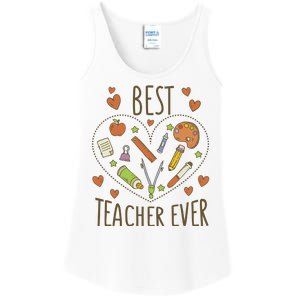 Best Teacher Ever Heart Gift Ladies Essential Tank