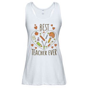 Best Teacher Ever Heart Gift Ladies Essential Flowy Tank