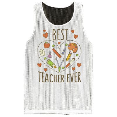 Best Teacher Ever Heart Gift Mesh Reversible Basketball Jersey Tank