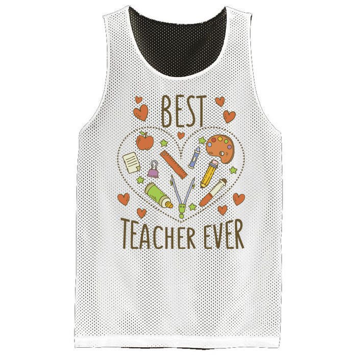 Best Teacher Ever Heart Gift Mesh Reversible Basketball Jersey Tank