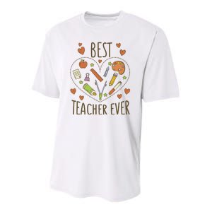 Best Teacher Ever Heart Gift Youth Performance Sprint T-Shirt