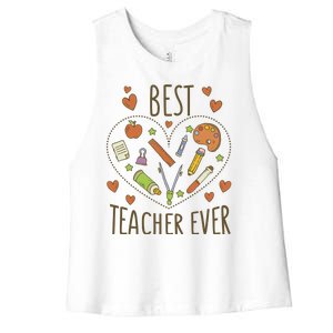 Best Teacher Ever Heart Gift Women's Racerback Cropped Tank