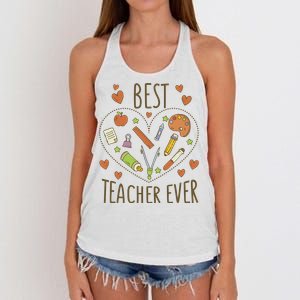 Best Teacher Ever Heart Gift Women's Knotted Racerback Tank