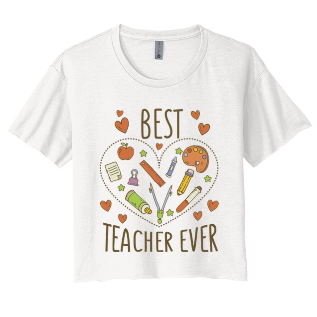 Best Teacher Ever Heart Gift Crop Top