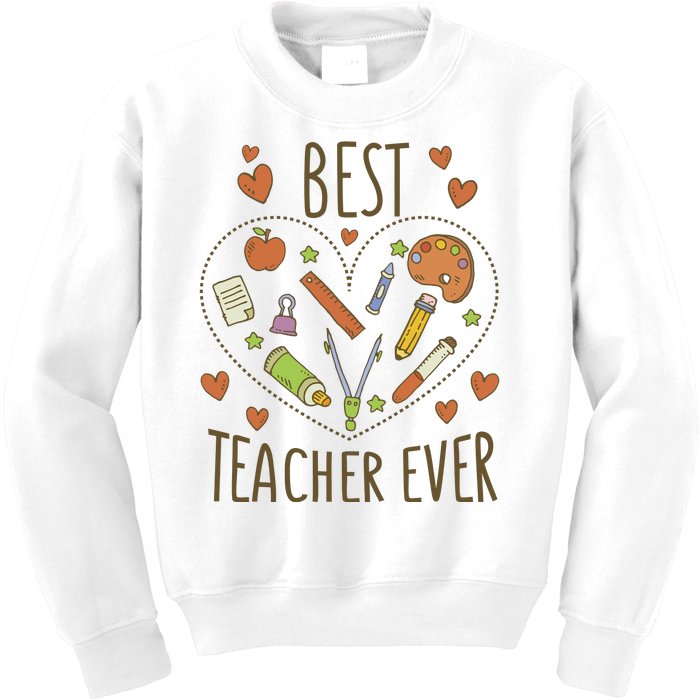 Best Teacher Ever Heart Gift Kids Sweatshirt