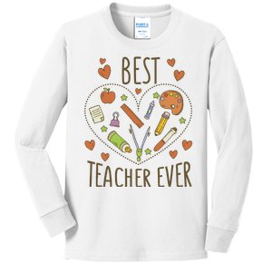 Best Teacher Ever Heart Gift Kids Long Sleeve Shirt