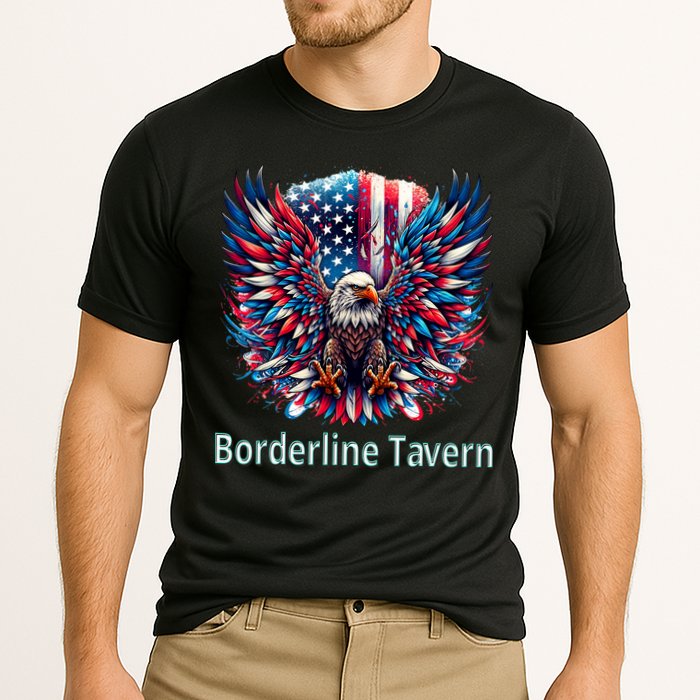 Borderline Tavern Eagle American Flag 4th Of July  Cooling Performance Crew T-Shirt