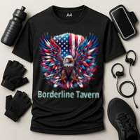 Borderline Tavern Eagle American Flag 4th Of July  Cooling Performance Crew T-Shirt