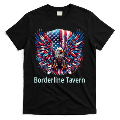 Borderline Tavern Eagle American Flag 4th Of July  T-Shirt