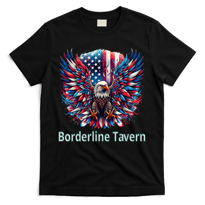 Borderline Tavern Eagle American Flag 4th Of July  T-Shirt