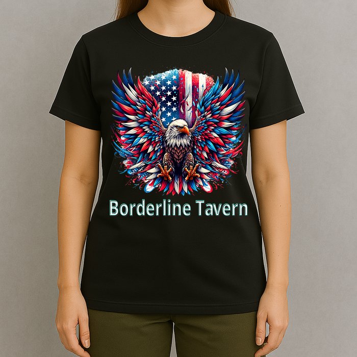 Borderline Tavern Eagle American Flag 4th Of July  T-Shirt