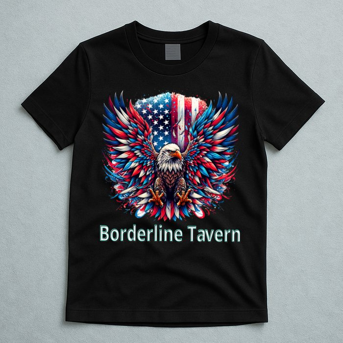 Borderline Tavern Eagle American Flag 4th Of July  T-Shirt