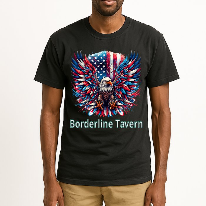 Borderline Tavern Eagle American Flag 4th Of July  Tall T-Shirt