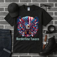 Borderline Tavern Eagle American Flag 4th Of July  Tall T-Shirt