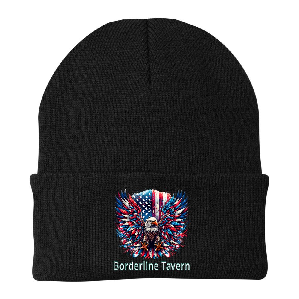 Borderline Tavern Eagle American Flag 4th Of July  Beanie