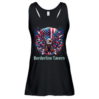 Borderline Tavern Eagle American Flag 4th Of July  Ladies Essential Flowy Tank