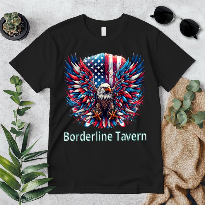 Borderline Tavern Eagle American Flag 4th Of July  Premium T-Shirt